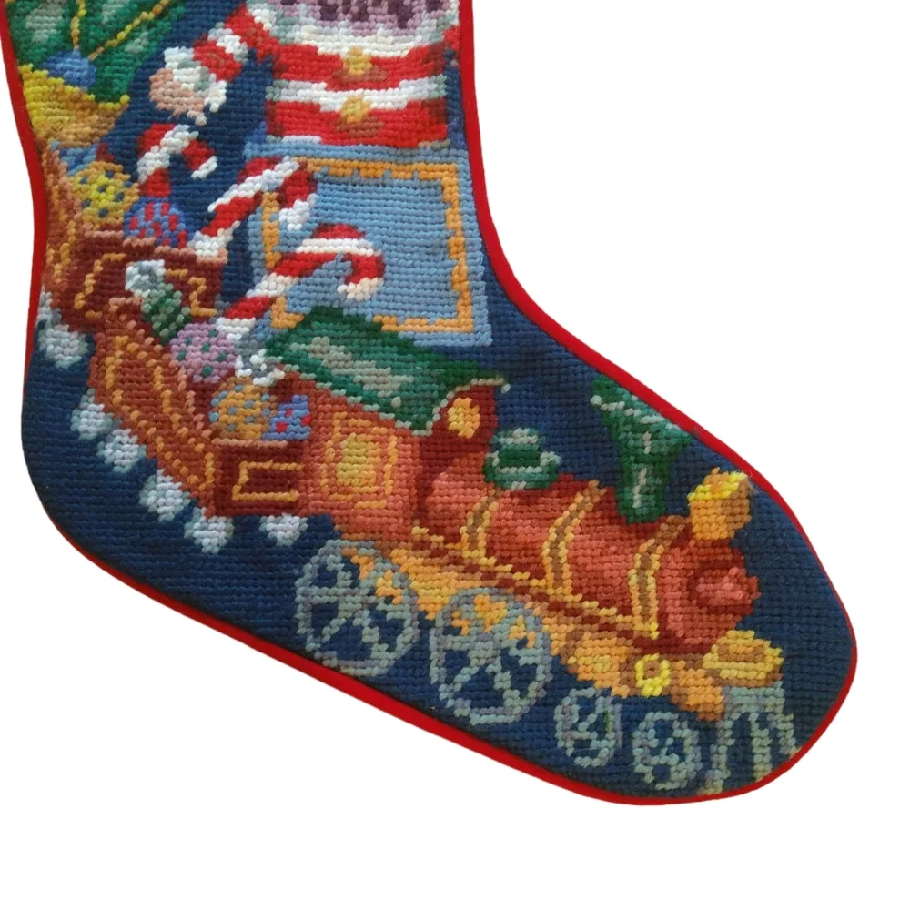 Vintage Bucilla Cross Stitch Stocking Christmas Ornaments Velvet Personalized‎